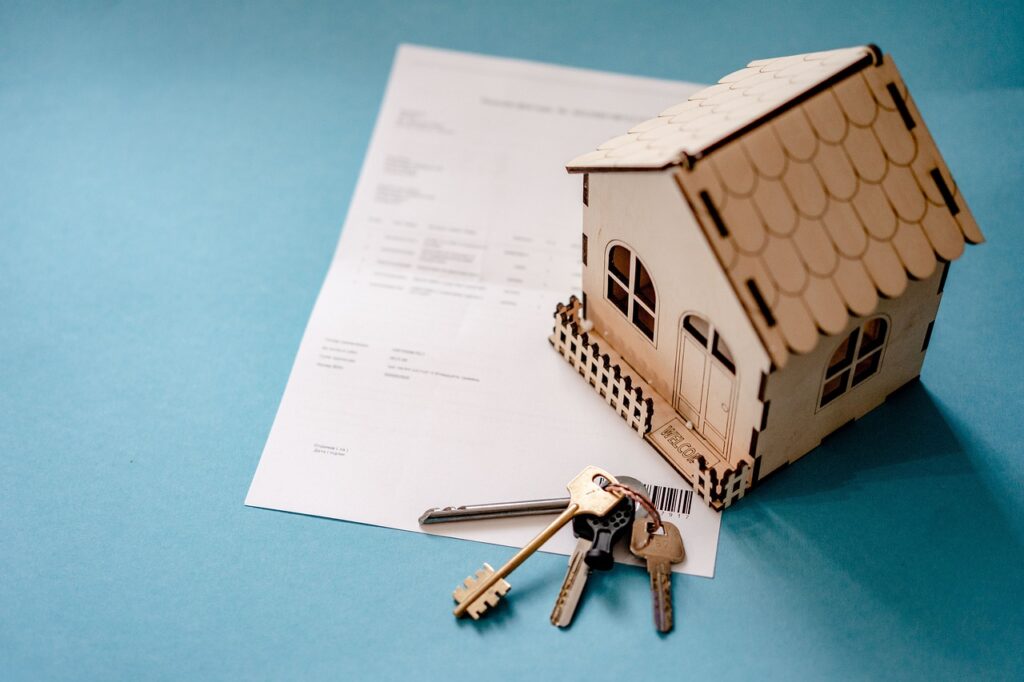 A construction site with builders working under proper warranties and insurance coverage.